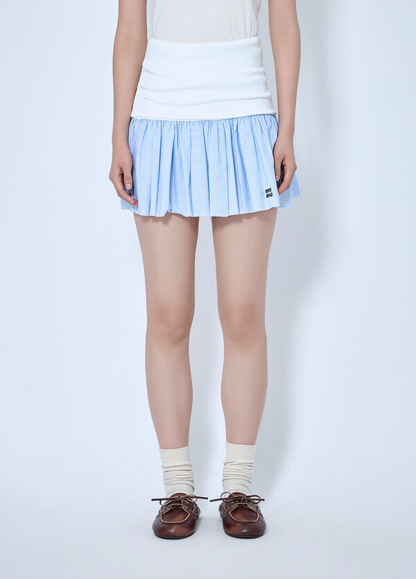 Miu Miu Jersey And Poplin Mini Skirt Light Blue miu0265010